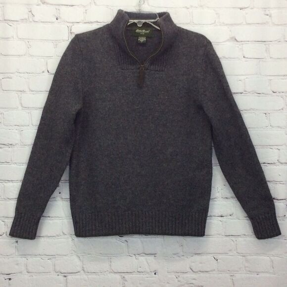 Eddie Bauer Sweater Men S 1/4 Zip Wool Blend Pullover Outdoor Rugged Camp Green - Picture 5 of 10